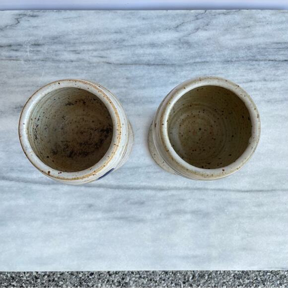 Vintage | 1970s Handcrafted Stoneware Pottery Large Goblet Set Tall Art Artisan - Picture 3 of 11